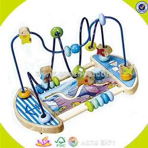 Wholesale hot sale baby wooden beads maze toy funny wooden beads maze toy lovely wooden beads maze cubic toy W11B048