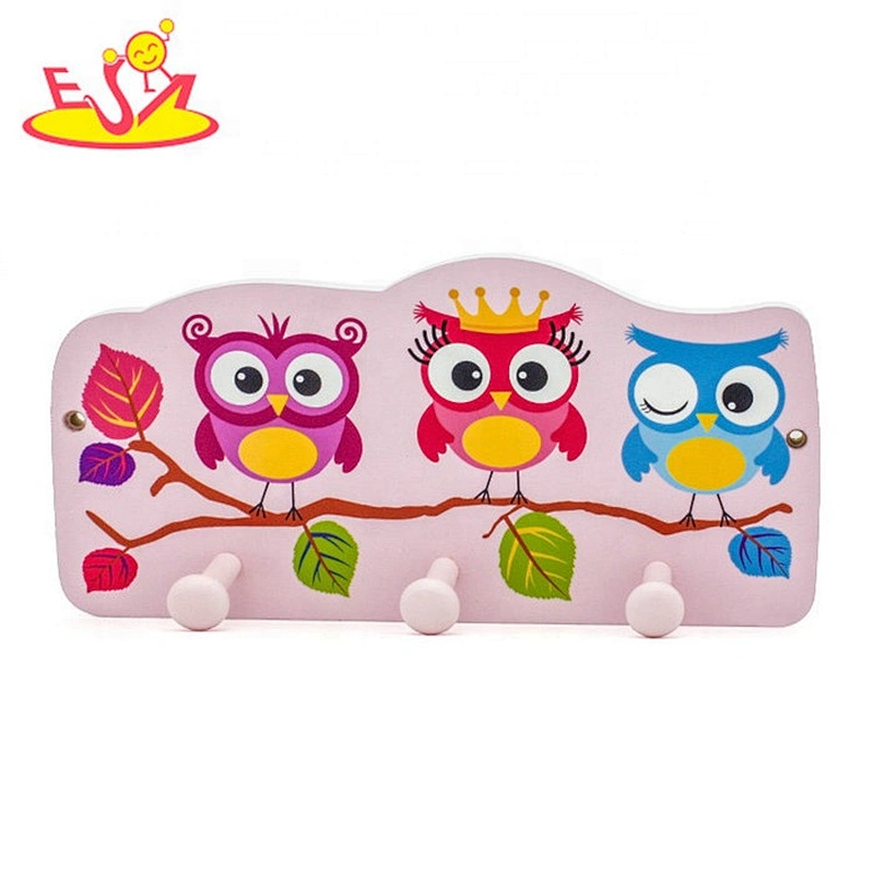 New design cartoon wooden kids wall hooks for hanging W09B090