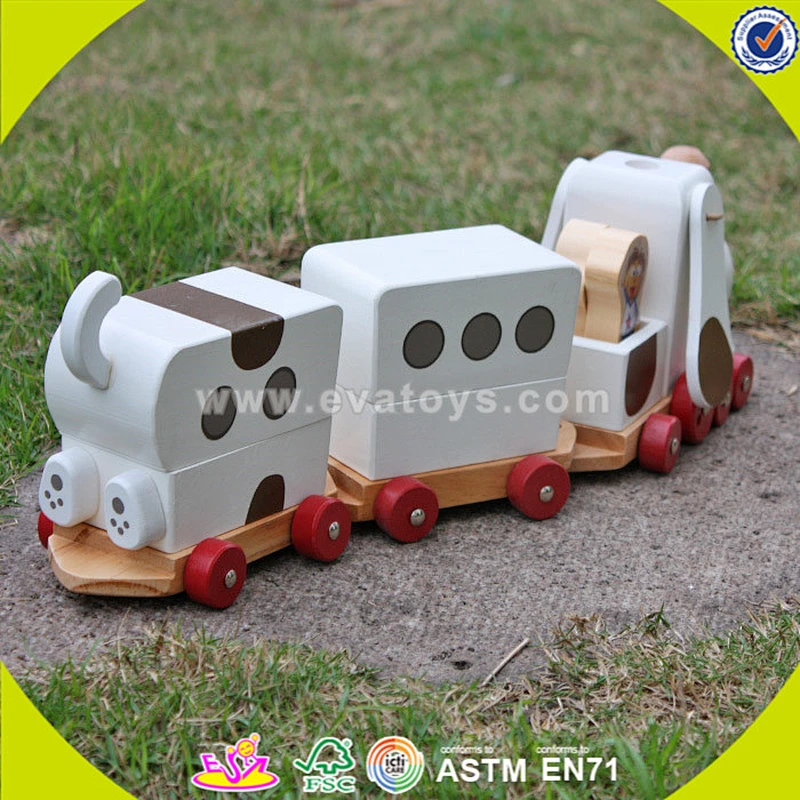 wholesale excellent wooden dog shape drag toy for children W05B090