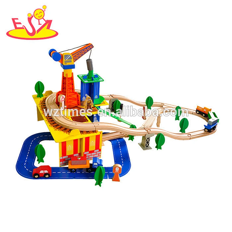 wholesale high quality children wooden electric train rails for sale W04C053