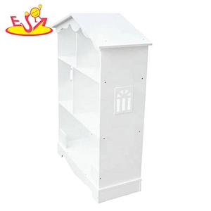 2018 New design white wooden house shaped bookshelf for kids W08D015B
