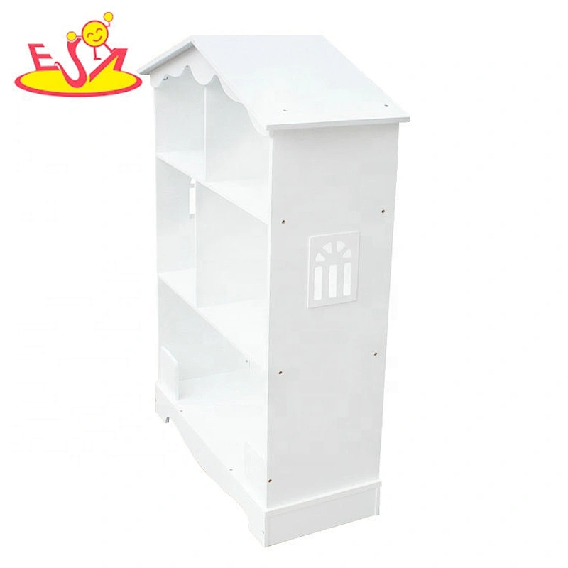 2018 New design white wooden house shaped bookshelf for kids W08D015B