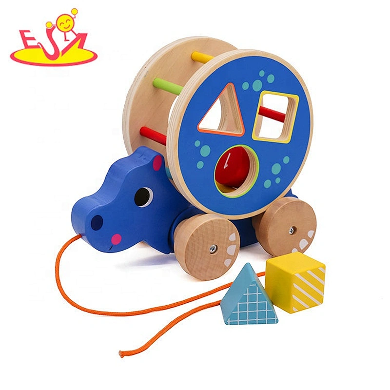 New arrival hippo wooden push toys for toddlers W05B182