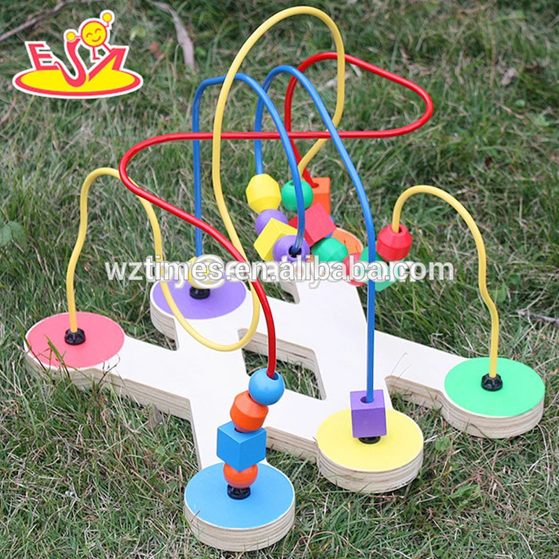 Bunte hölzerne Schnur des Großhandelss bördelt Spielzeug Achterbahn bördelt Spielzeug für Baby W11B056