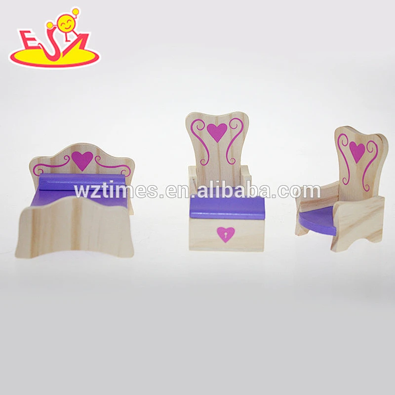 Wholesale most popular wooden dollhouse bedroom furnitures toy for baby W06B029