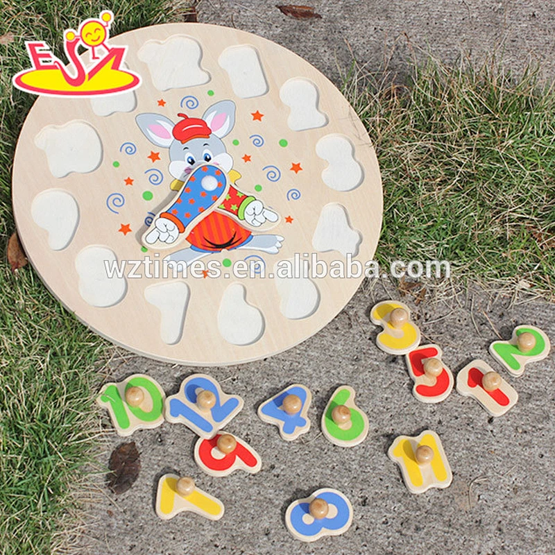 new fashion kids educational wooden clock toy for wholesale W14K001