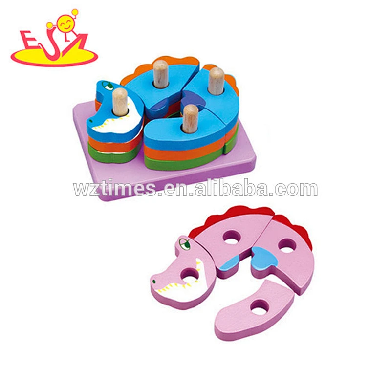 Wholesale car shape kids wooden blocks puzzle toy educational baby wooden blocks puzzle game W13D035