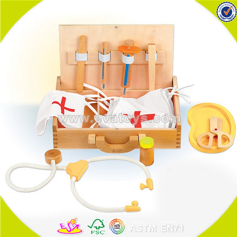 wholesale baby wooden medical toy, hot sale kids role play wooden medical toy, popular wooden medical toy W10B041