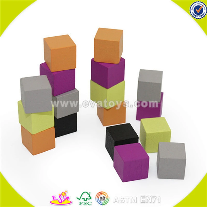 Venta al por mayor de calidad superior de madera bloques de construcción de juguete cubo creativo de madera bloques de construcción de juguete W13A013