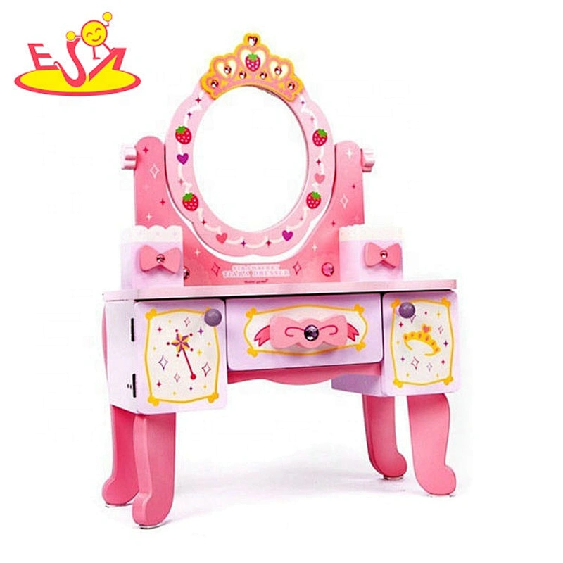 Best design lovely pink wooden dressing table mirror for baby W08H120