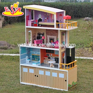 2018 New design luxurious wooden beachfront mansion dollhouse top fashion big size wooden beachfront mansion dollhouse W06A153