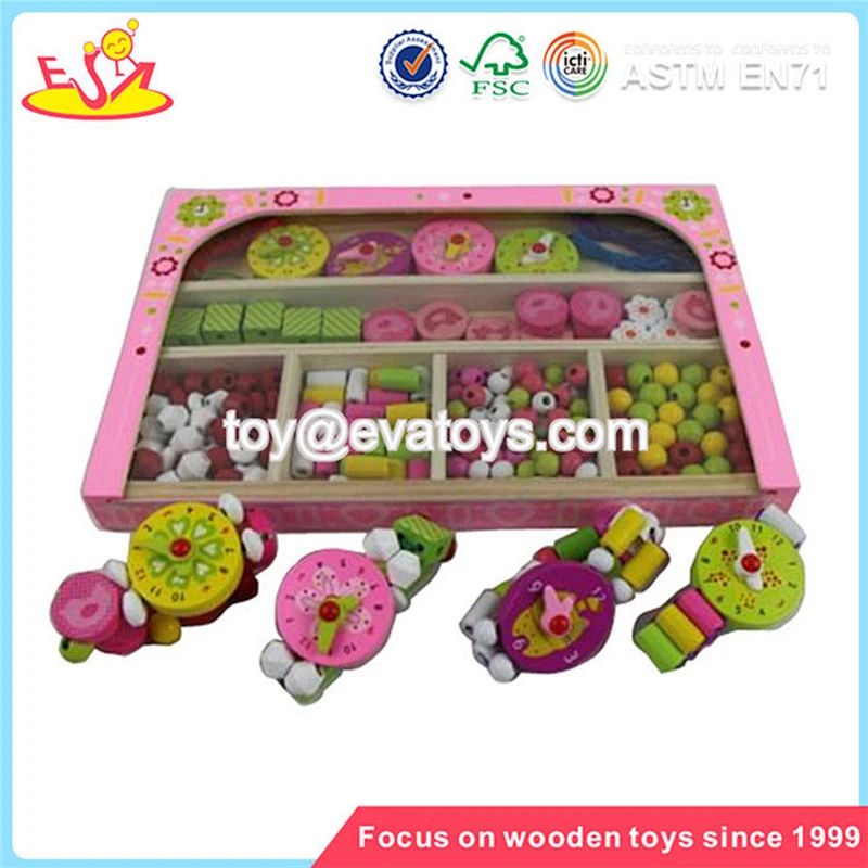 Wholesale training practical ability wooden string beads toy colorful baby wooden string beads toy W11E004