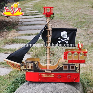 2018 wholesale kids wooden pirate ship toy new design children wooden pirate ship toy best baby wooden pirate ship toy W03B060