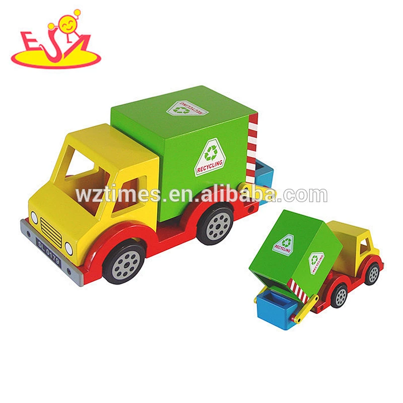 wholesale funny wooden garbage truck toy for kids W04A300
