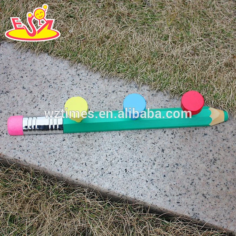 Wholesale vintage lovely pencil shape wooden wall hanger for toddler W09B061