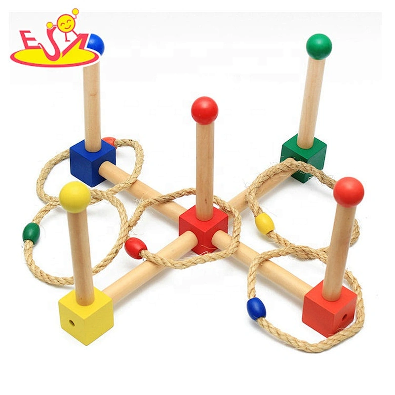 2019 New arrival educational wooden rope ring toss for kids W12F107