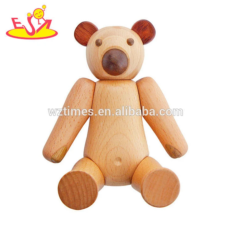 2018 Wholesale bear design activityable wooden doll toys wooden puppet toys for child W06D109