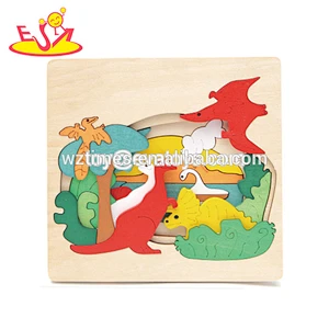 Los niños del juguete de madera natural educativo 3D rompecabezas de madera con forma de peces W14D029
