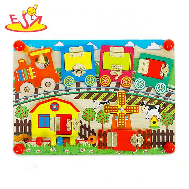New design baby activity play wooden busy board toy for education W12D123