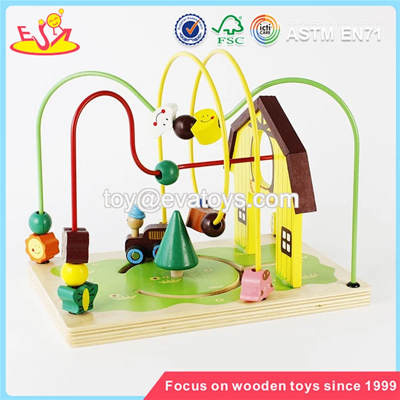 wholesale cheap toddlers wooden bead maze toy high quality games wooden kids bead maze toy W11B141