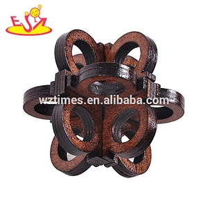 Wholesale most popular adults wooden unlocked puzzle cube bring pleasure W11C035