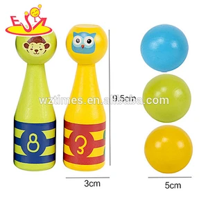 Wholesale indoor game wooden bowling toy for kids W01B076