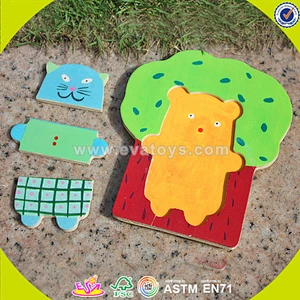 wholesale wooden bear puzzle toy mini wooden bear puzzle toy for kids lovely educational baby wooden bear puzzle toy W14D012