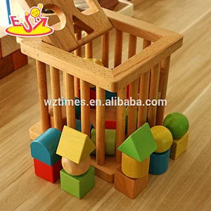 Wholesale top fashion wooden different shapes geometric blocks toy for children W12F024