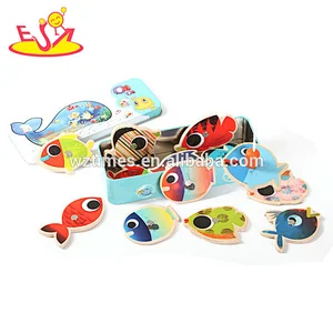 Top quality educational wooden fishing toys for kids W01B092