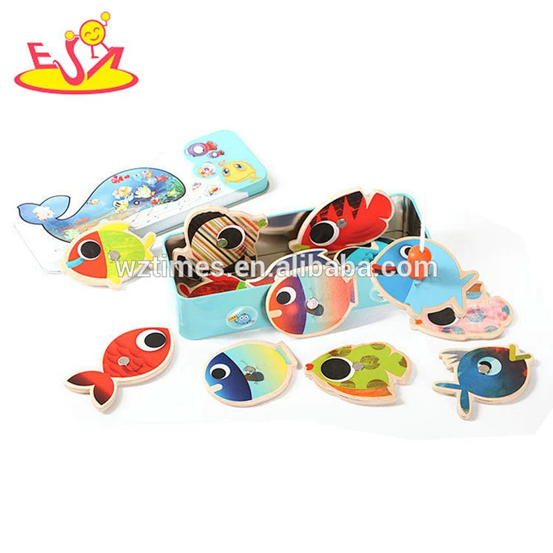 Top quality educational wooden fishing toys for kids W01B092