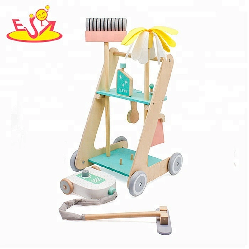 New hottest pretend play toys wooden kids vacuum cleaner for wholesale W10D194B