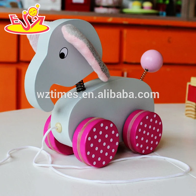 2018 wholesale new fashion children wooden animal drag toy hot sale wooden animal drag toy W05B122
