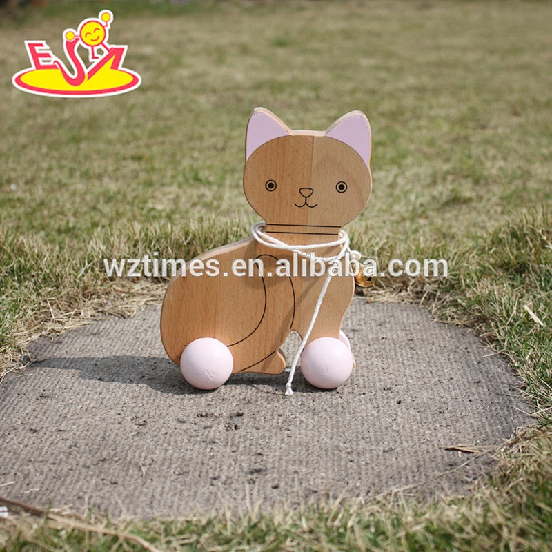 2018 wholesale kids wooden cat toy car funny baby wooden cat toy car high quality children wooden cat toy car W05B140