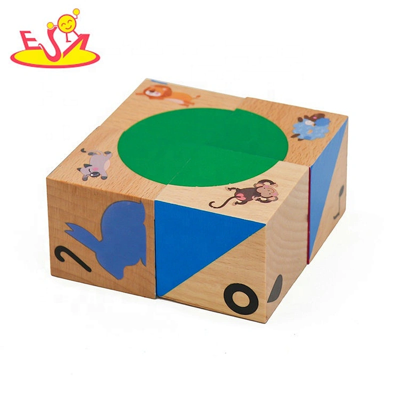 2019 New design 6 sided wooden block cube puzzle for kids W14F062