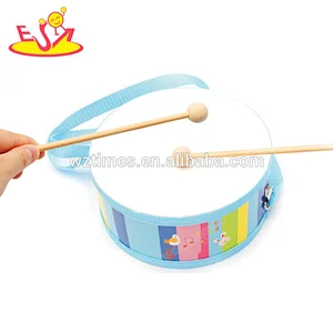 Promotional lovely kids wooden mini toy drum set with 2 sticks W07J040
