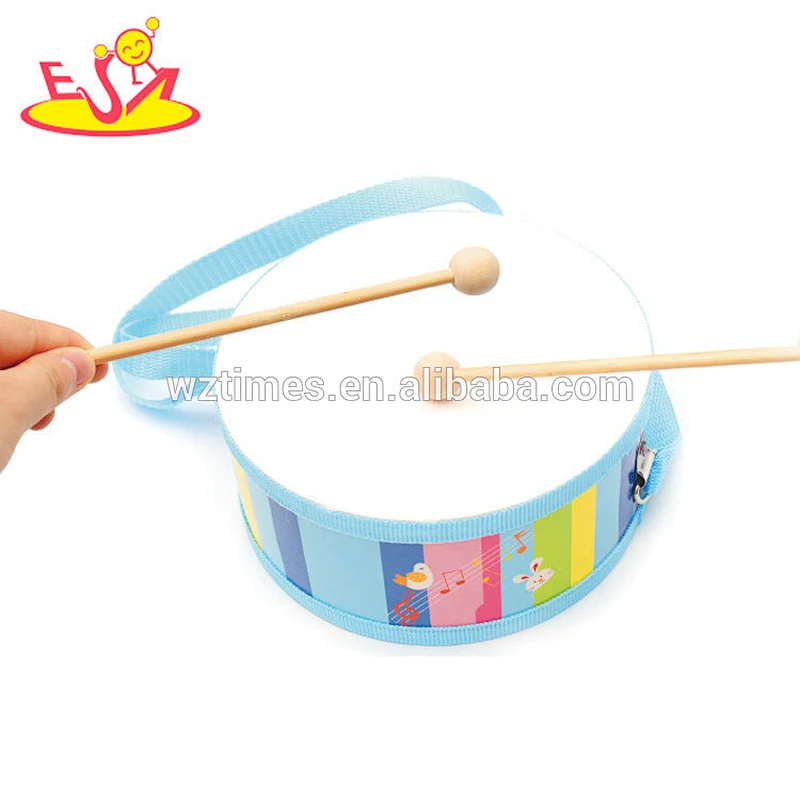 Promotional lovely kids wooden mini toy drum set with 2 sticks W07J040