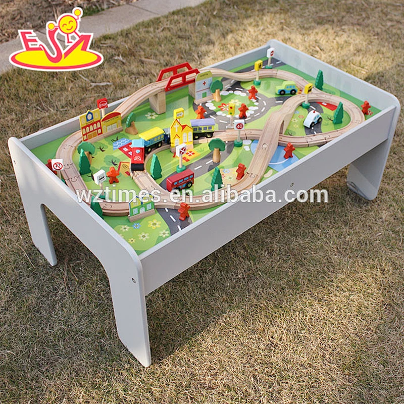 2018 Großhandel Kinder Aktivität Spielzeug aus Holz Zug Tabelle gesetzt W04C070