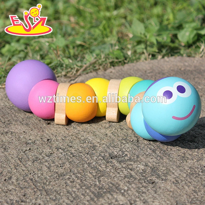 2018 Wholesale wooden caterpillar toy baby wooden caterpillar toy children wooden caterpillar toy W01B034