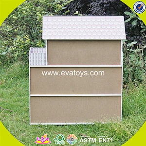 2018 Wholesale pink wooden dollhouse kits top fashion girls wooden dollhouse kits cheap kid wooden dollhouse kits W06A139