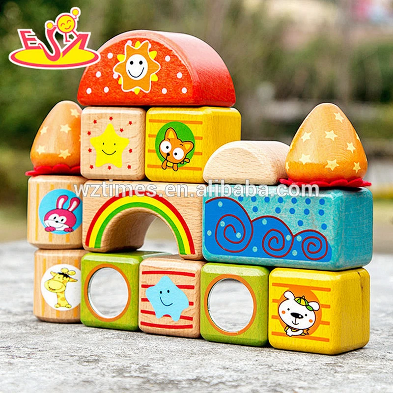 2018 Wholesale best children's building blocks wooden brick toys W13A136