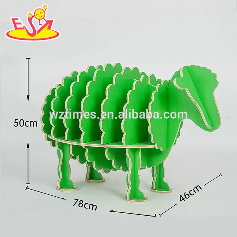 Wholesale top fashion wooden sheep shape art bookshelf as coffee shop W08D070