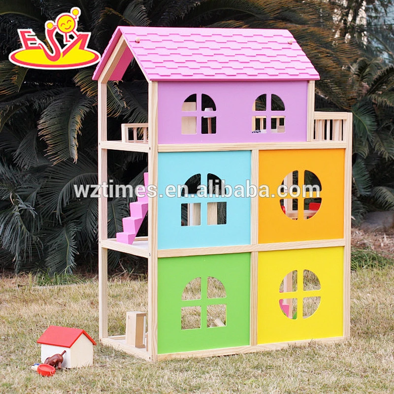wholesale high quality children wooden newly dollhouse top fashion baby wooden newly dollhouse W06A170