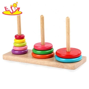 2019 New design educational stacker wooden rainbow stacking toy for babies W13D221