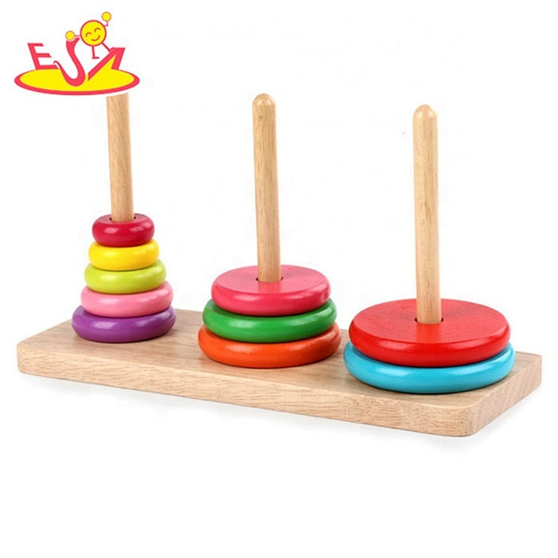 2019 New design educational stacker wooden rainbow stacking toy for babies W13D221