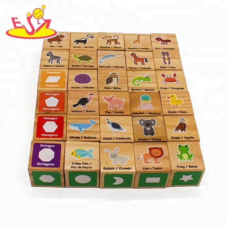 High quality 30 PCS early learning wooden baby building blocks for education W13A158