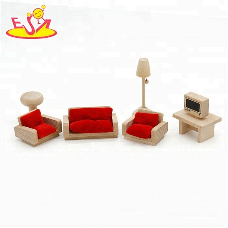 تصميم جديد للأطفال الأثاث دمية خشبية مصغرة للأطفال التظاهر W06B074