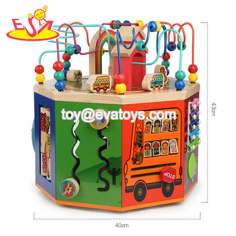 New arrival educational 5 in one wooden activity centre for kids W11B235