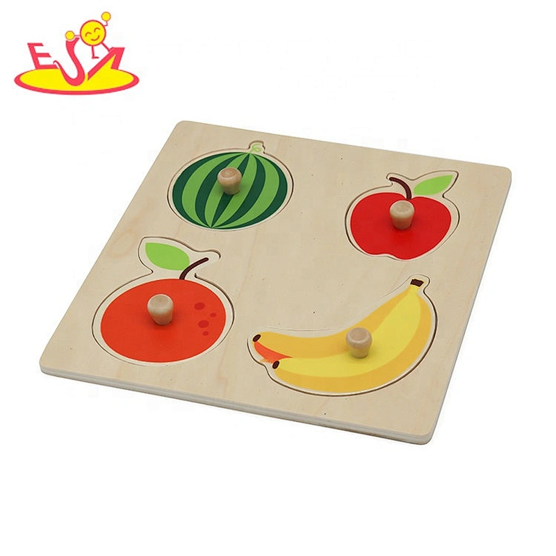 2019 New design baby educational wooden fruit matching game with knob W14M157