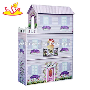 Wholesale beautiful kids wooden dollhouse cottage toy 3 floor girls wooden dollhouse cottage W06A224