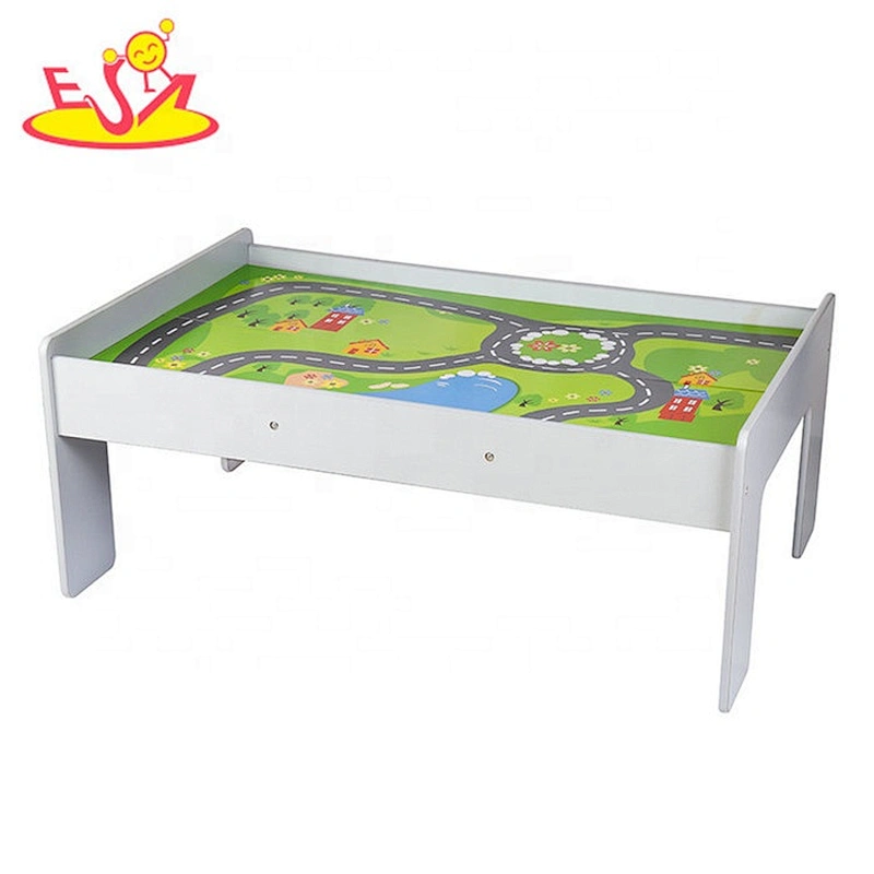 High quality railway wooden train table with storage W04C178